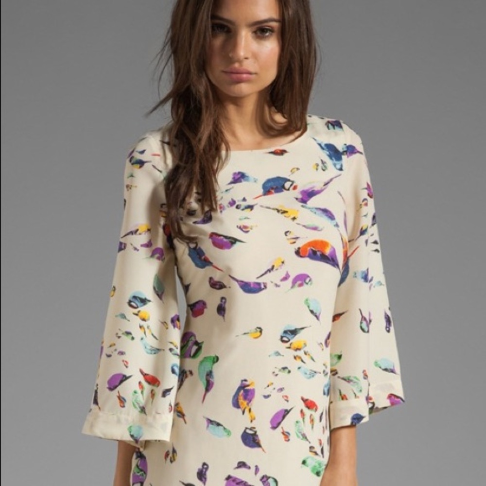 Bell sleeves- bird- statement dress